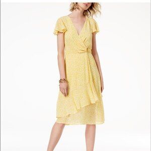 MICHAEL KORS printed faux-wrap dress. Size M